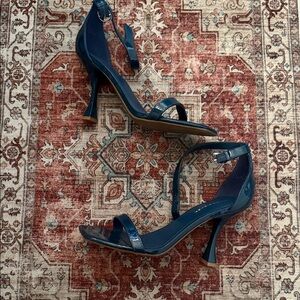 Square toed Blue Strappy Heels